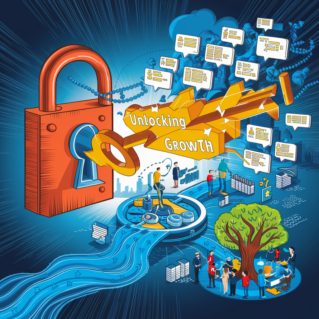 Customer feedback key unlocks growth in dynamic business ecosystem illustration.